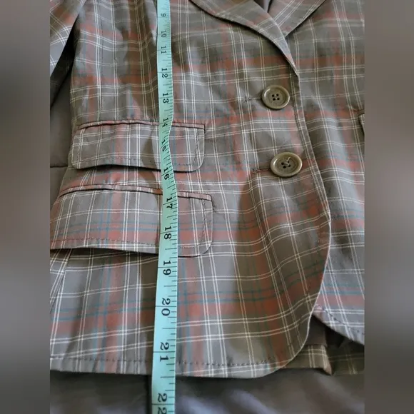 BCBGMaxAzria | Cute Gray/Multi &quot;Nancy&quot; Plaid Short Puff Sleeve Blazer (SIZE S)