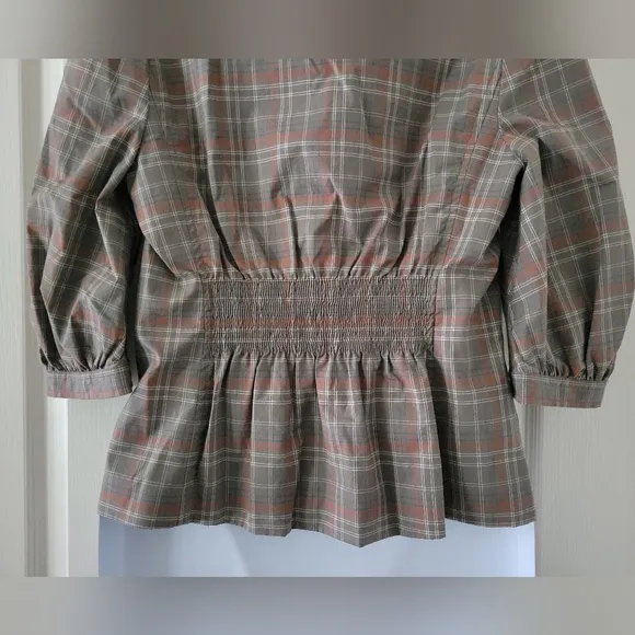 BCBGMaxAzria | Cute Gray/Multi &quot;Nancy&quot; Plaid Short Puff Sleeve Blazer (SIZE S)