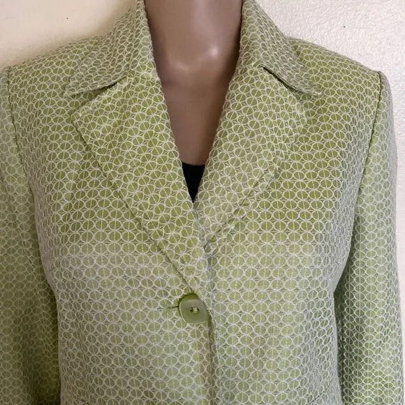 Bebe Women’s Size M White Apple Green Casual Career Lightweight Long Jacket