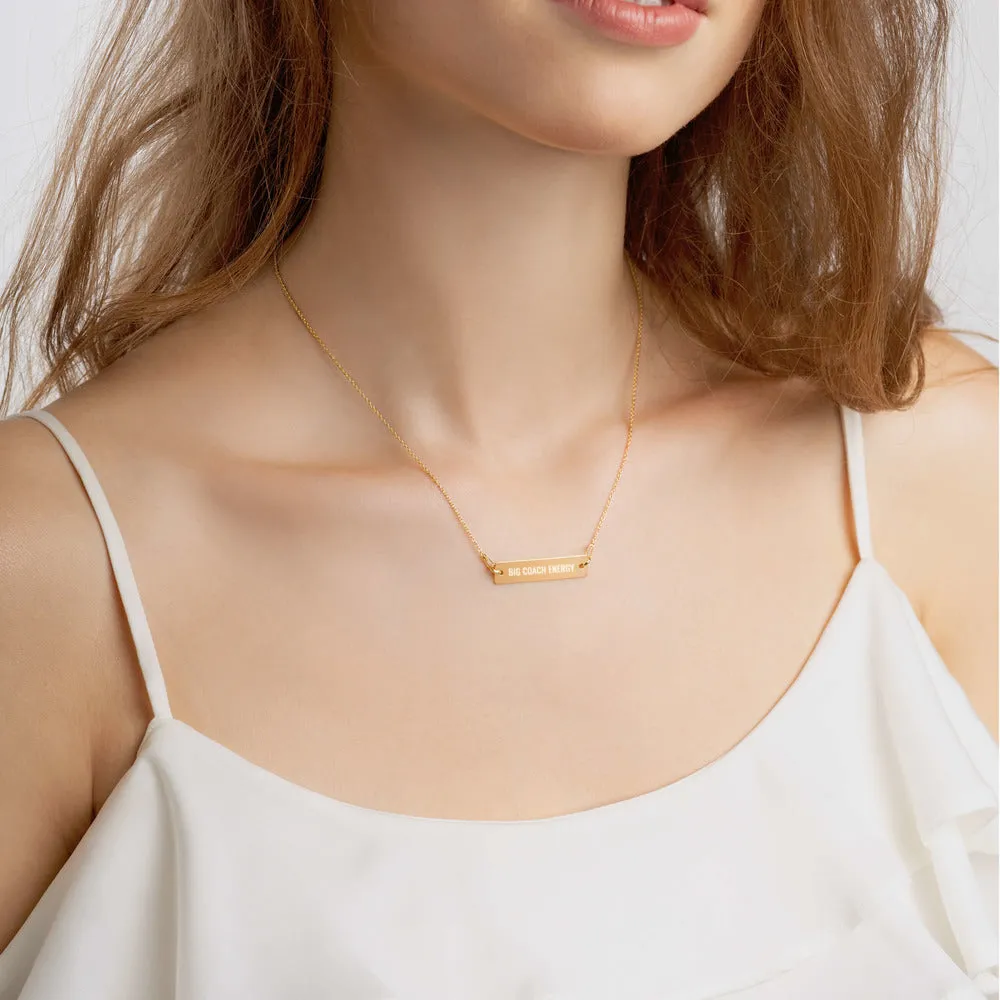 Big Coach Energy Engraved Bar Necklace