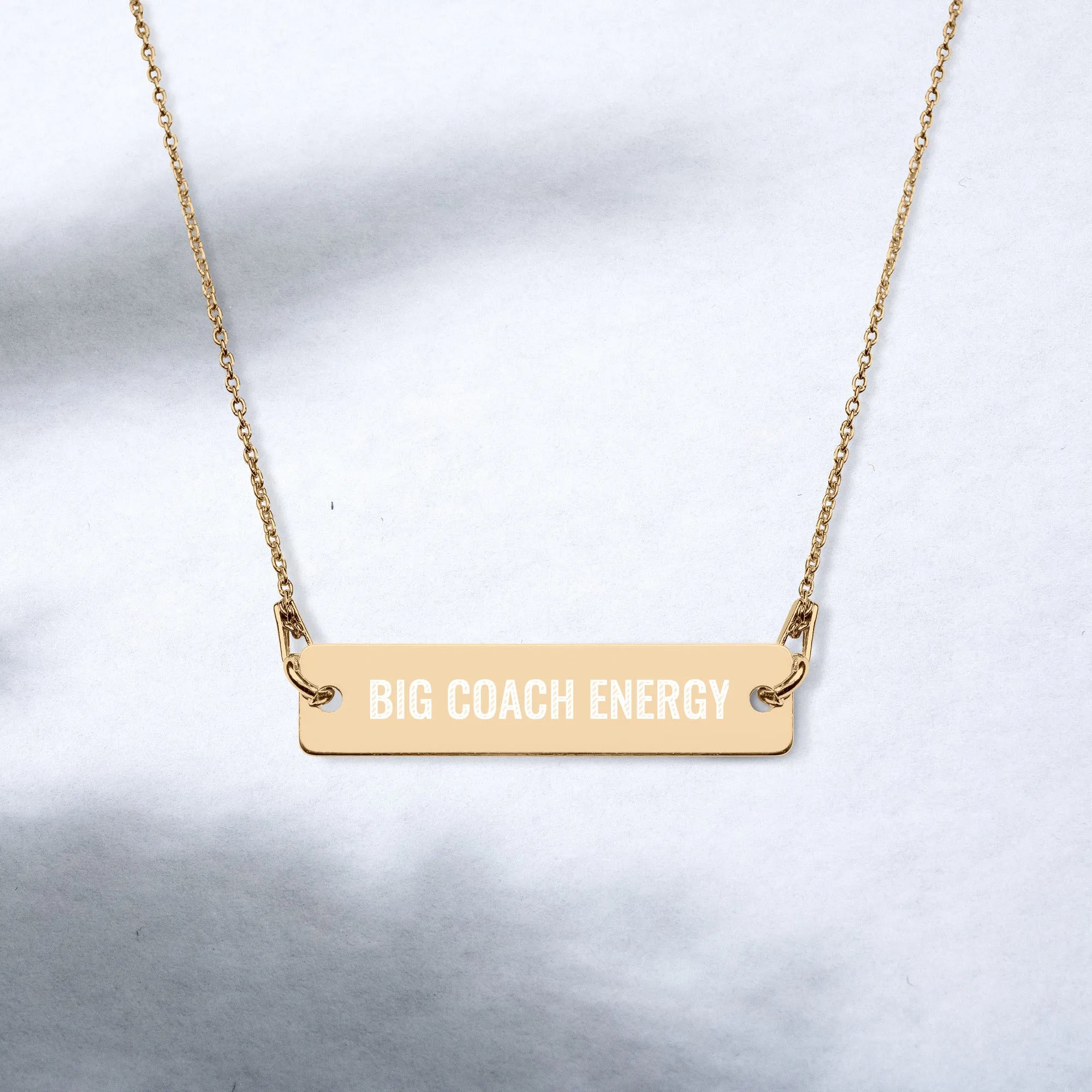 Big Coach Energy Engraved Bar Necklace