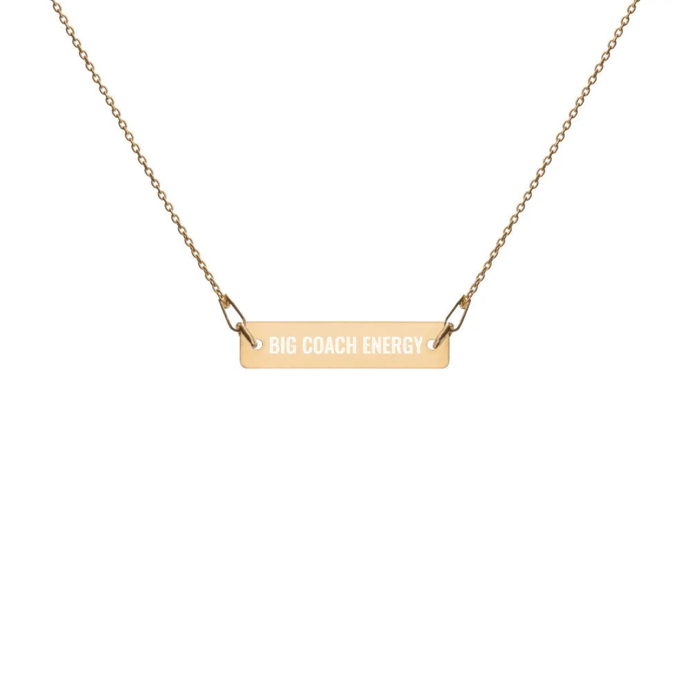 Big Coach Energy Engraved Bar Necklace