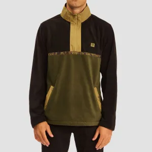 Billabong Boundary Half Zip Mock Neck Lite Fleece Dark Olive