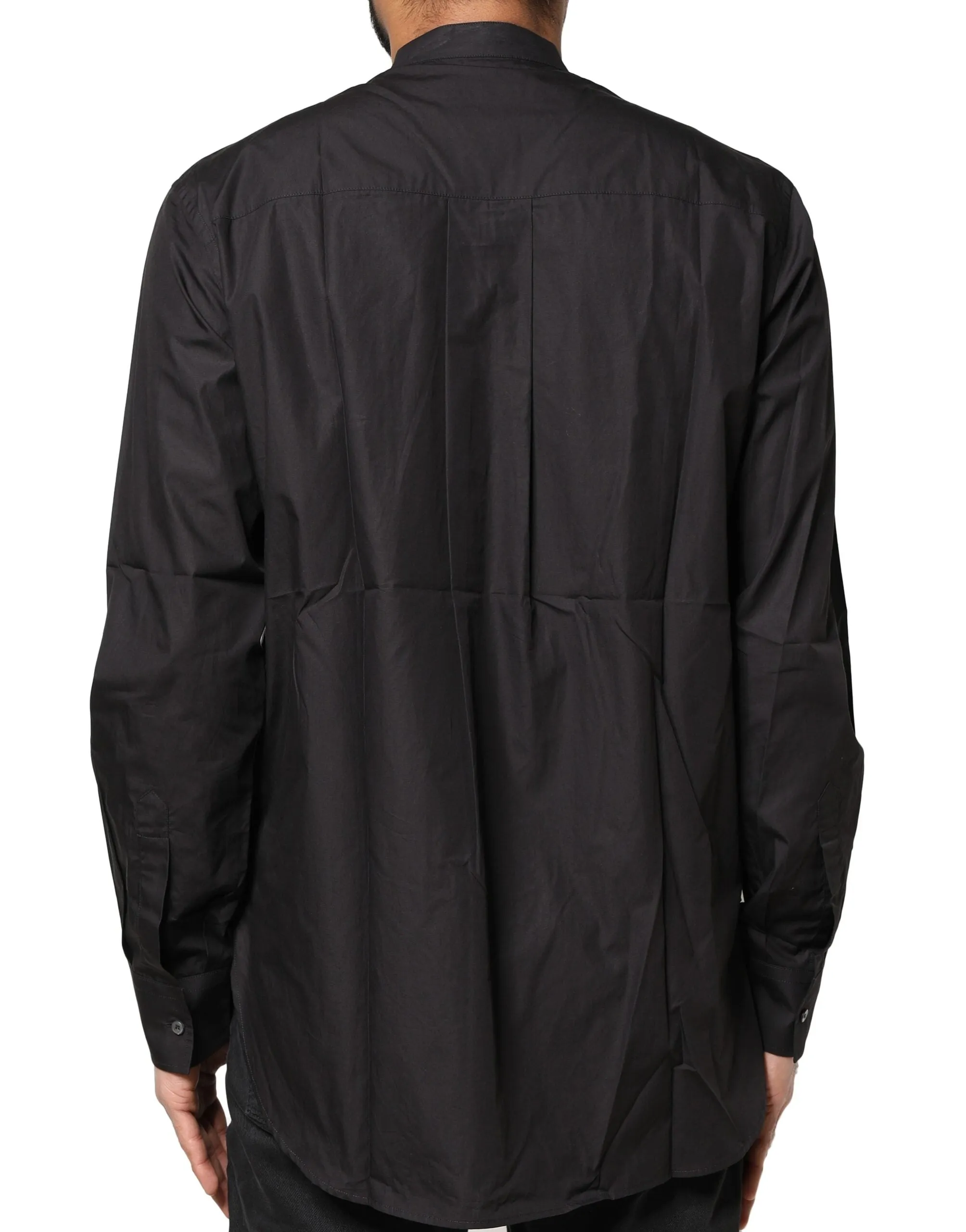 Black Cotton Button Down Men Casual Shirt