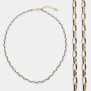 Black Enamel Rope Necklace