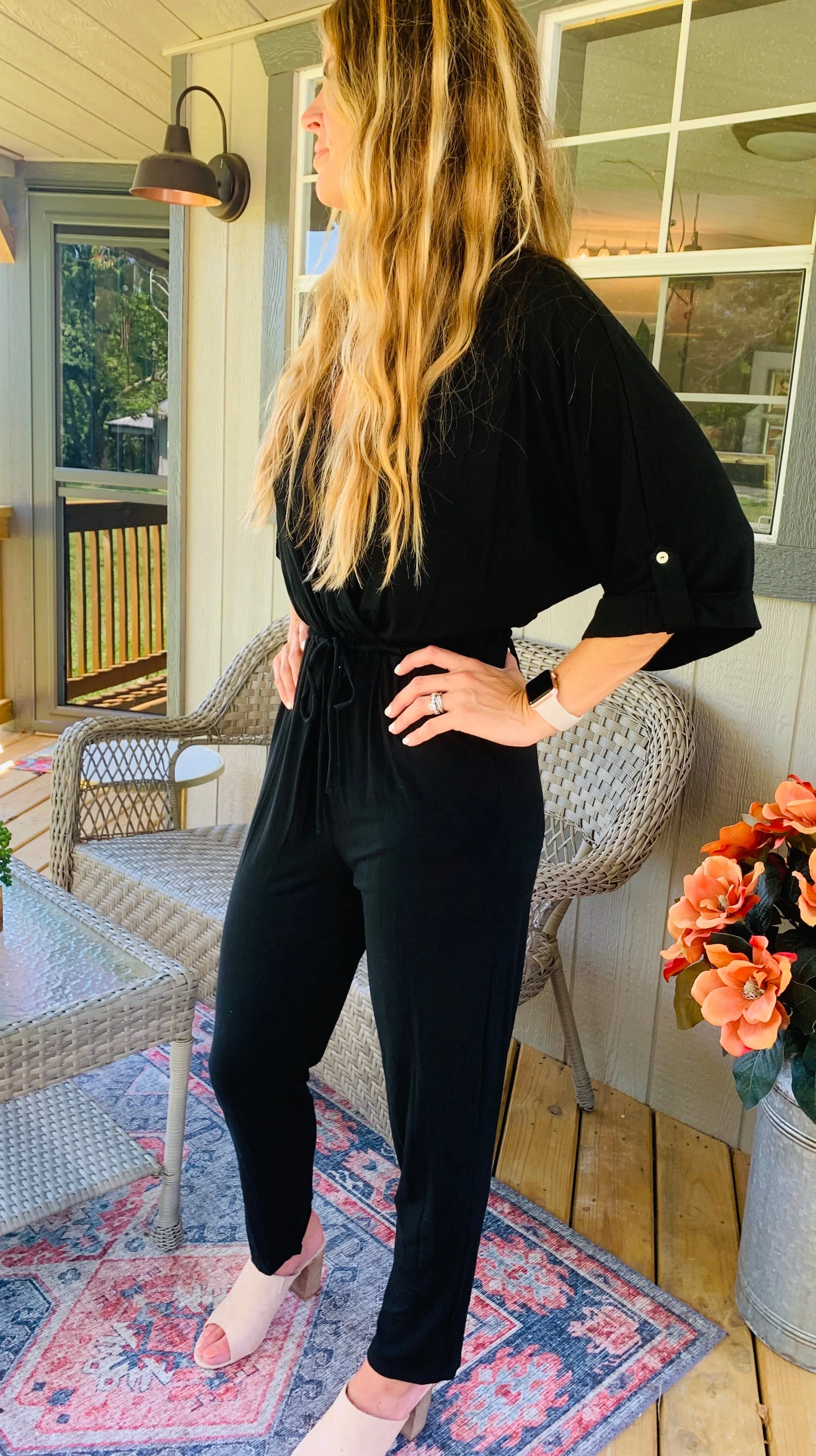 Black Jumpsuit with front surplice