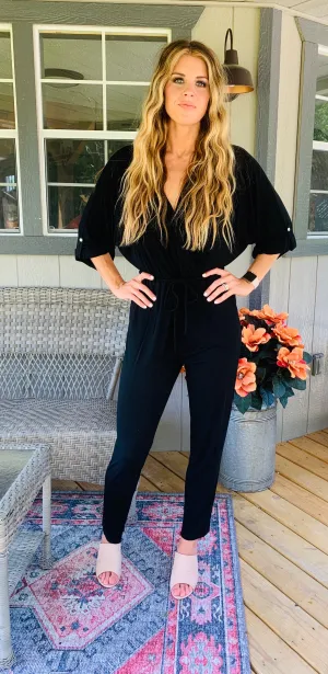 Black Jumpsuit with front surplice