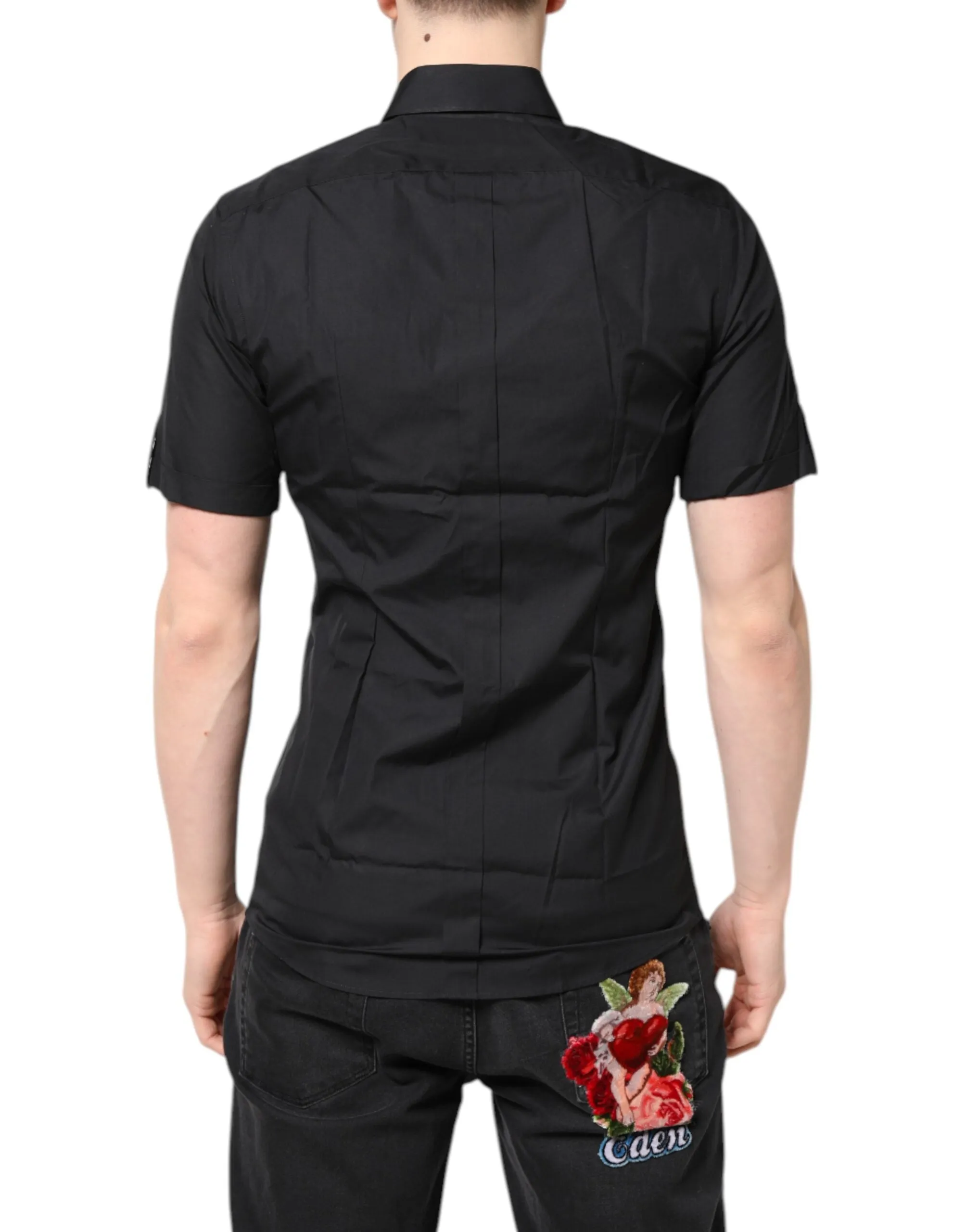 Black Short Sleeves Cotton GOLD Casual Shirt