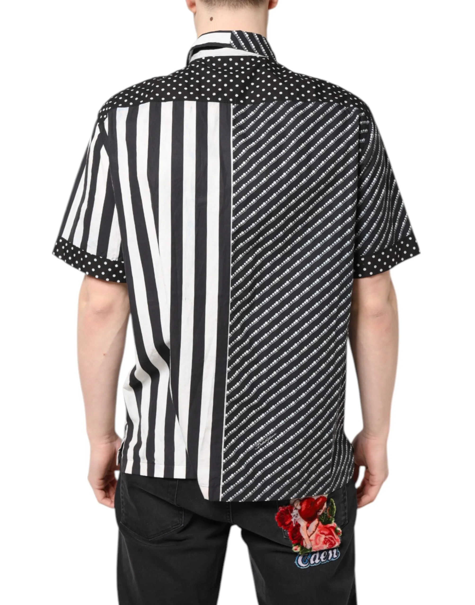 Black White Stripe Button Down Casual Shirt