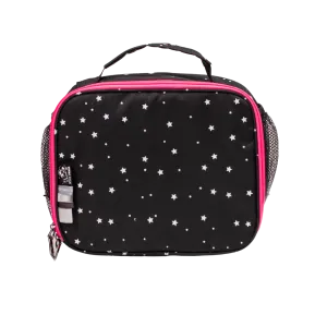 Black With White Stars pink zipper Lunchbox
