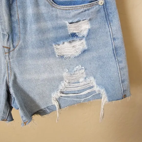Blank NYC The Barrow Vintage High Rise Distressed Denim Jean Shorts