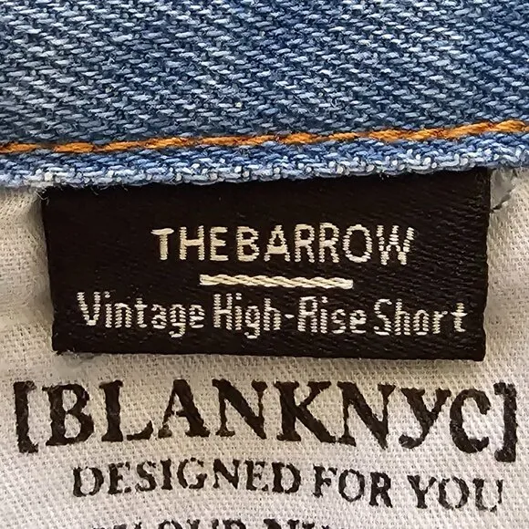 Blank NYC The Barrow Vintage High Rise Distressed Denim Jean Shorts