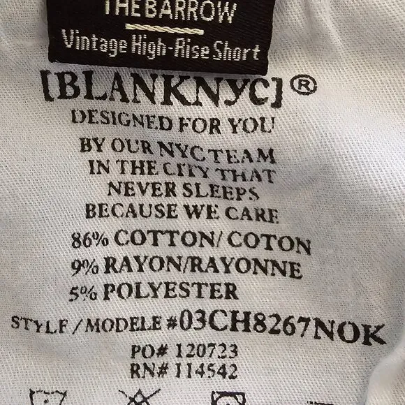 Blank NYC The Barrow Vintage High Rise Distressed Denim Jean Shorts