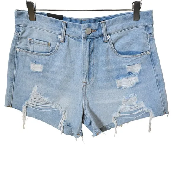 Blank NYC The Barrow Vintage High Rise Distressed Denim Jean Shorts