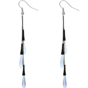 Blue Long Transparent Cascade Earrings