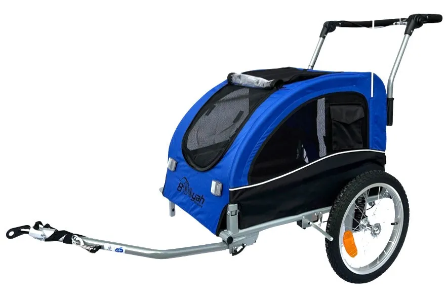 Booyah Medium Dog Stroller and Trailer Combo with Suspension - Blue.