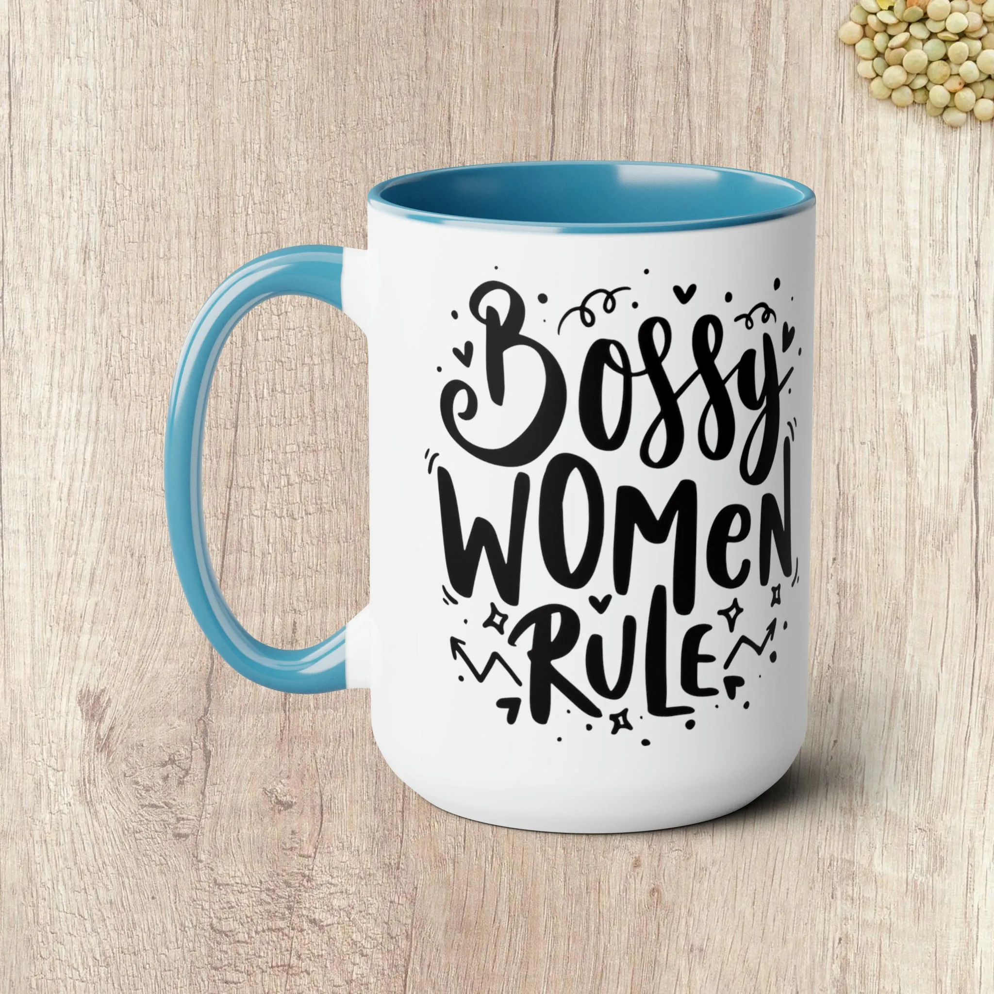 BOSSY WOMEN RULE  - Two-Tone Coffee Mug - 15oz - 5 Color Options