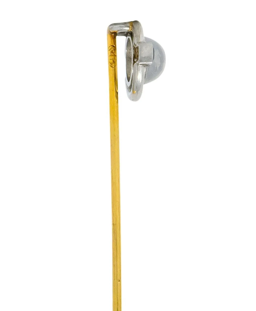 Brassler Co. 1910 Art Nouveau Moonstone Sapphire Platinum Stickpin