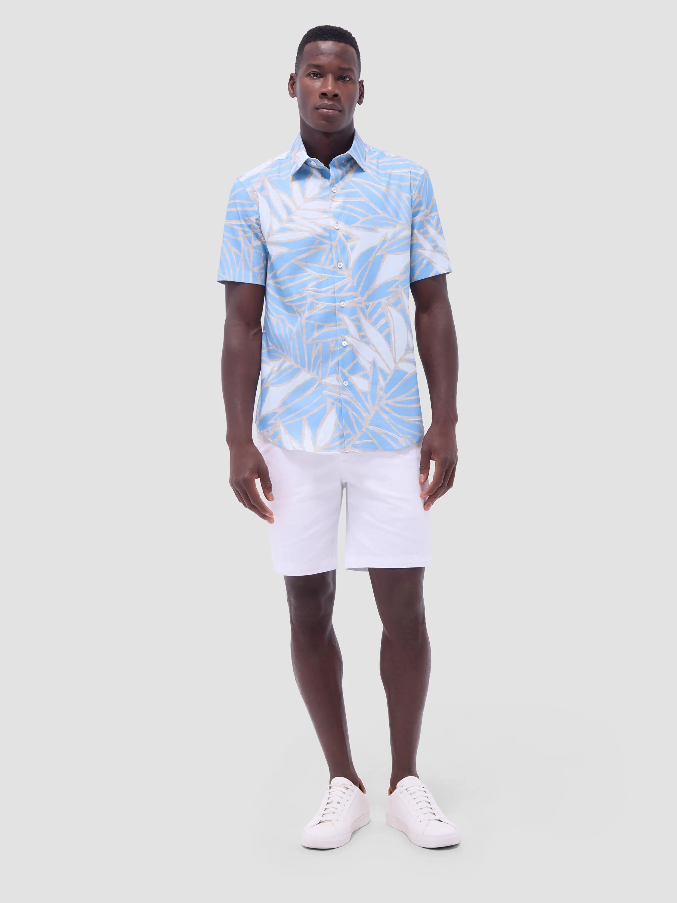 Bugatchi Orson Woven Short Sleeve Shirt - Air Blue