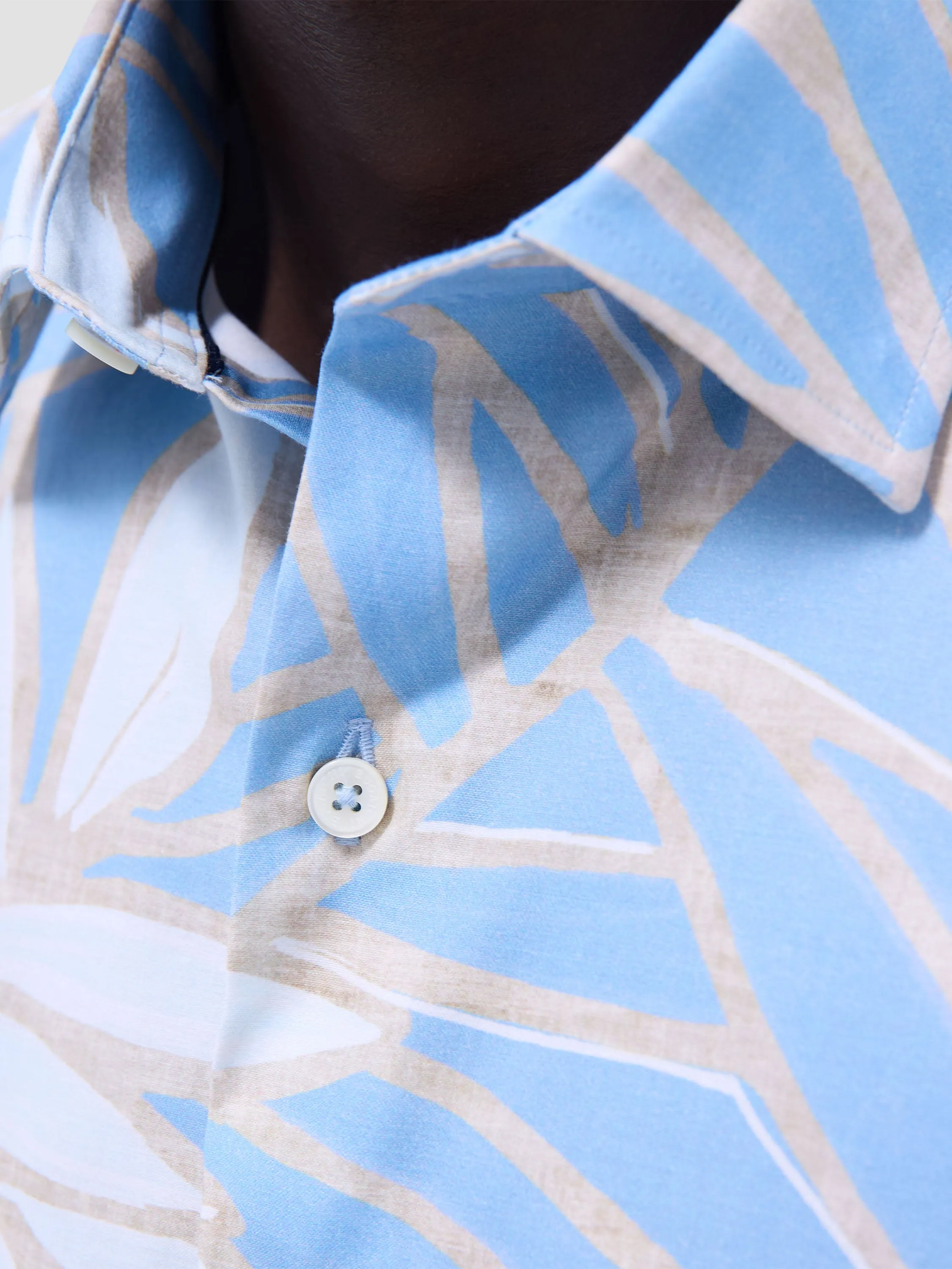 Bugatchi Orson Woven Short Sleeve Shirt - Air Blue