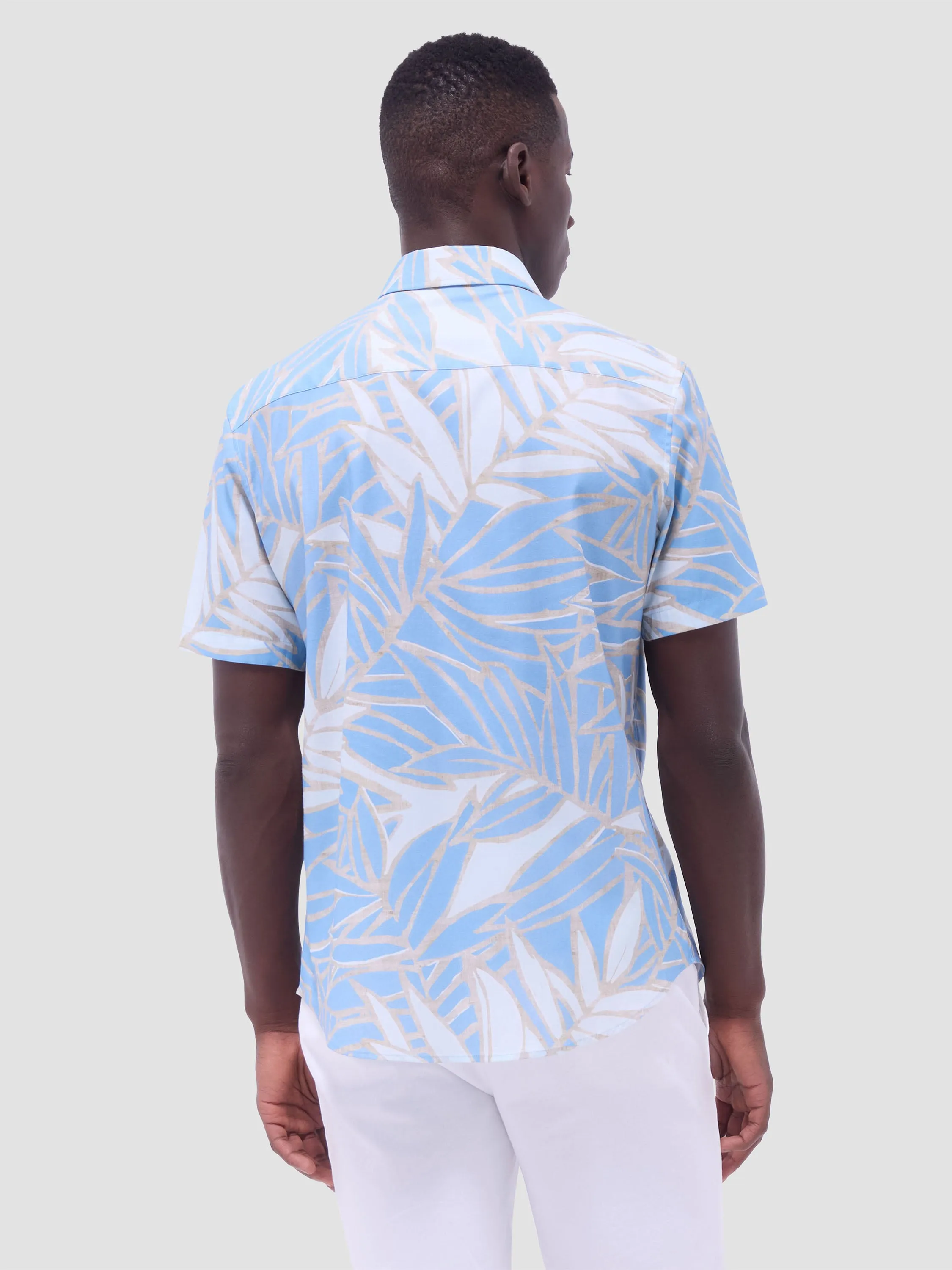 Bugatchi Orson Woven Short Sleeve Shirt - Air Blue