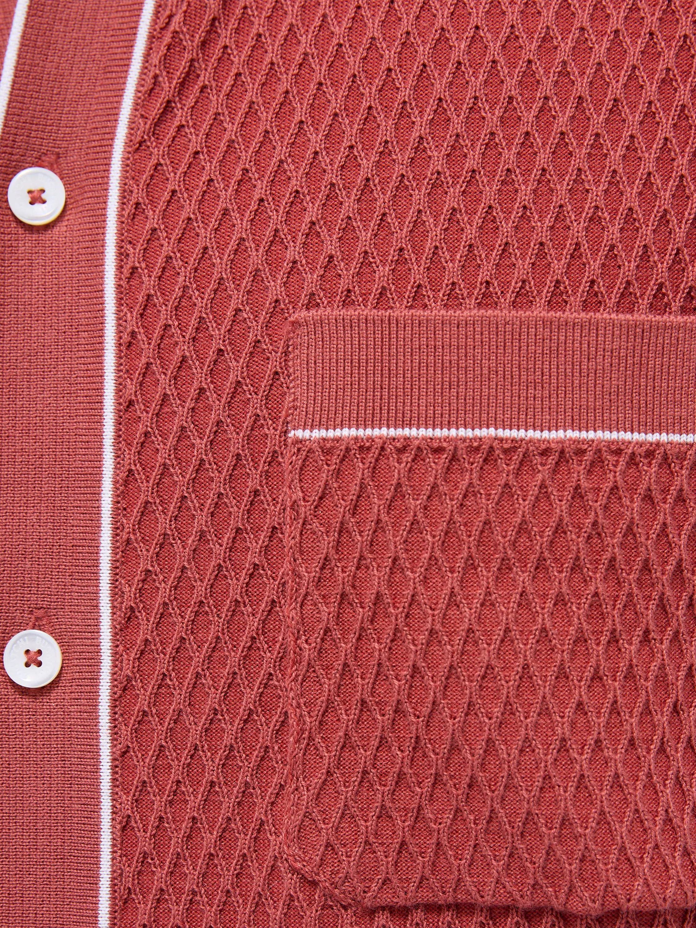 Bugatchi Textured Short Sleeve Knit Shirt - Brick