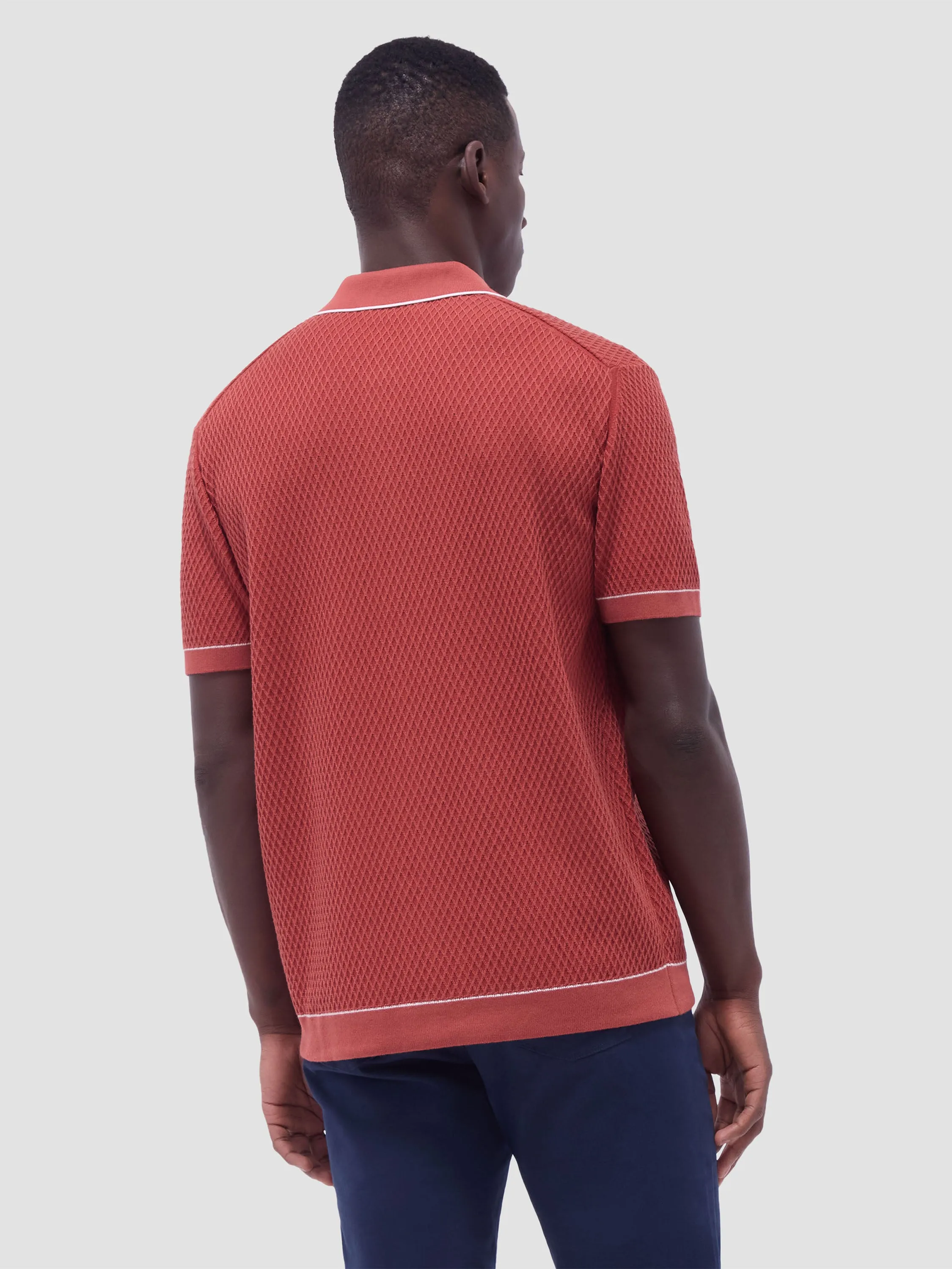 Bugatchi Textured Short Sleeve Knit Shirt - Brick