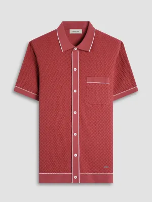 Bugatchi Textured Short Sleeve Knit Shirt - Brick