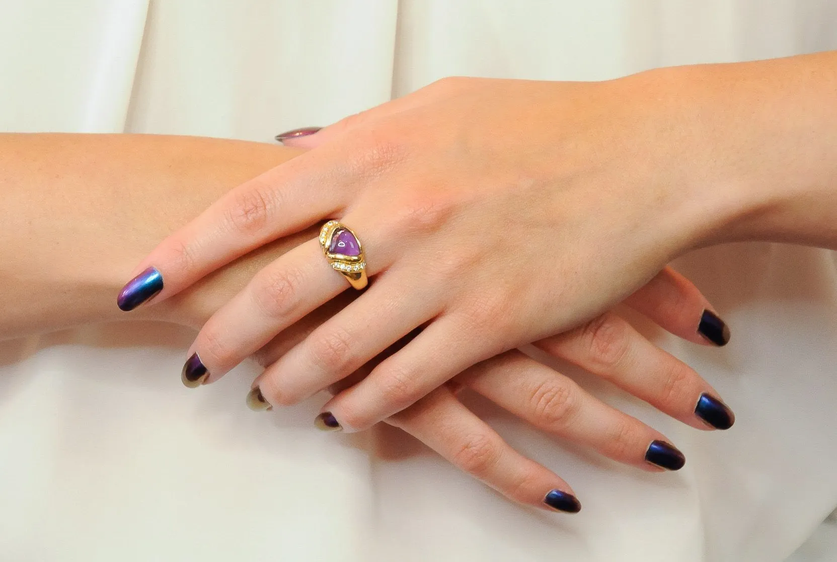 Bulgari Amethyst Diamond 18 Karat Gold Ring