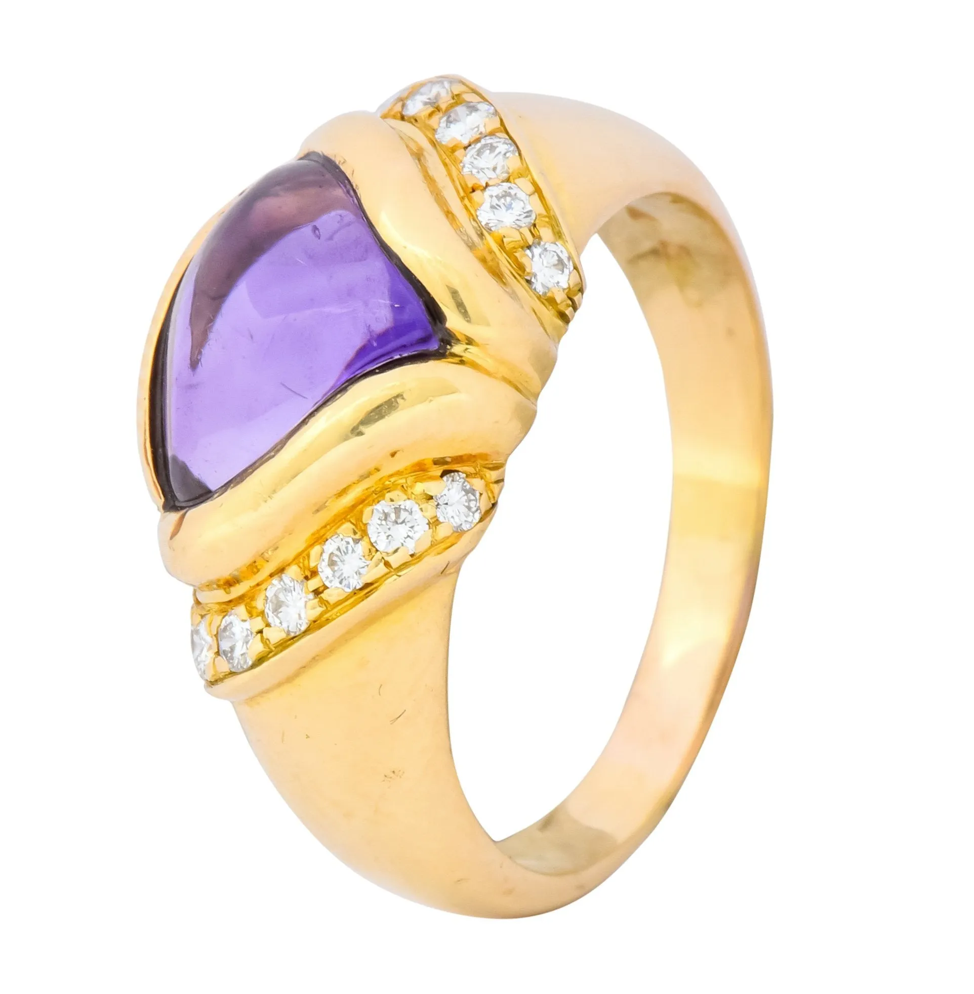 Bulgari Amethyst Diamond 18 Karat Gold Ring