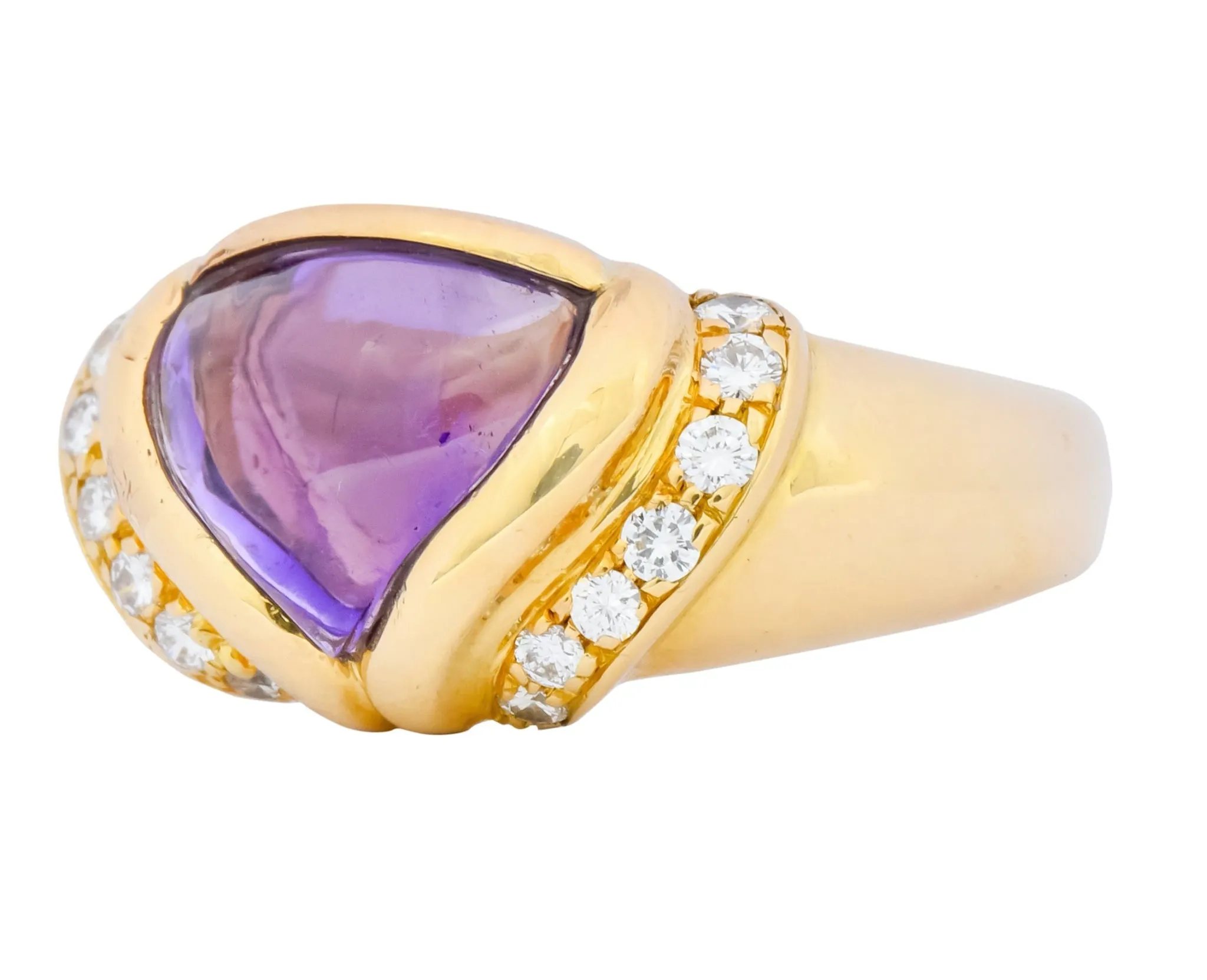 Bulgari Amethyst Diamond 18 Karat Gold Ring