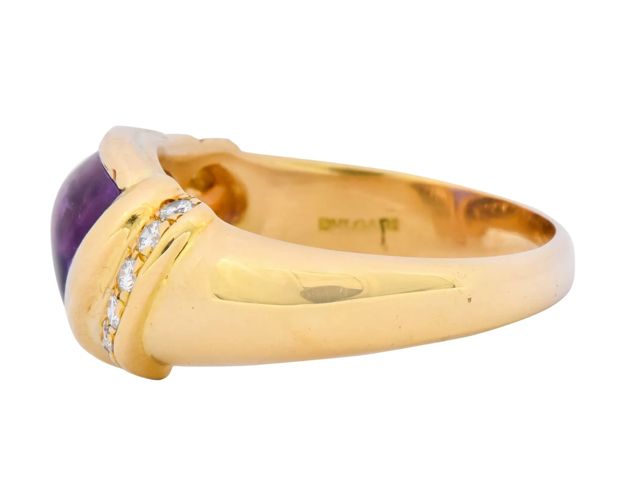 Bulgari Amethyst Diamond 18 Karat Gold Ring