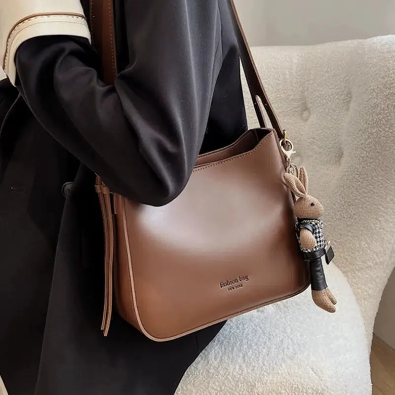 Bunny Charm Leather Shoulder Bag
