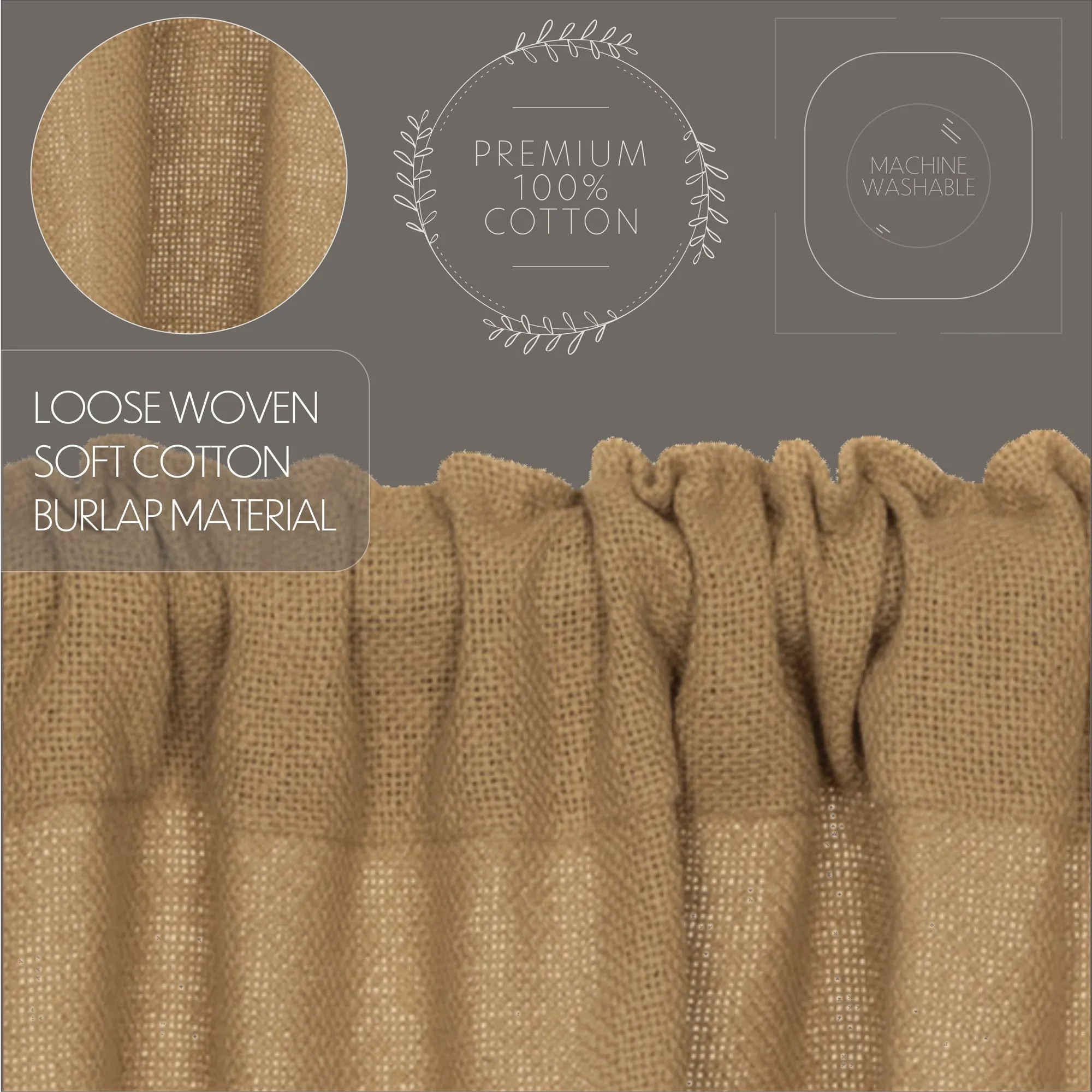 Burlap Natural Panel Curtains - 84"L