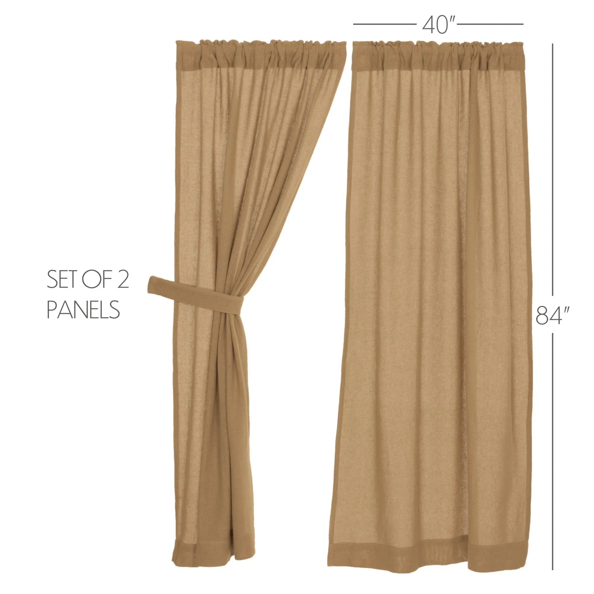 Burlap Natural Panel Curtains - 84"L