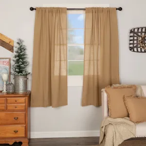 Burlap Natural Short Panel Curtains - 63"L