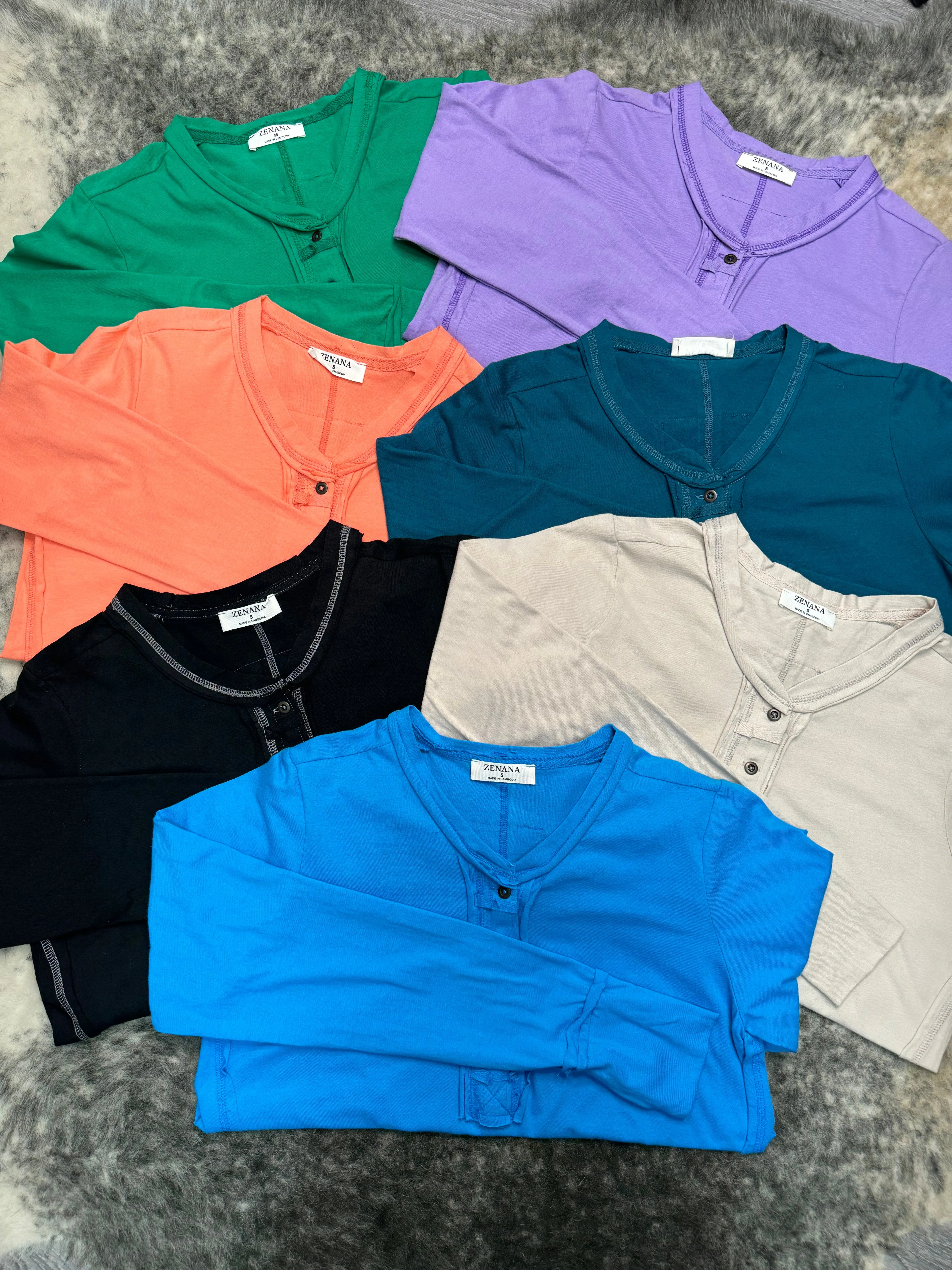Button Closure Long Sleeve-Lavender