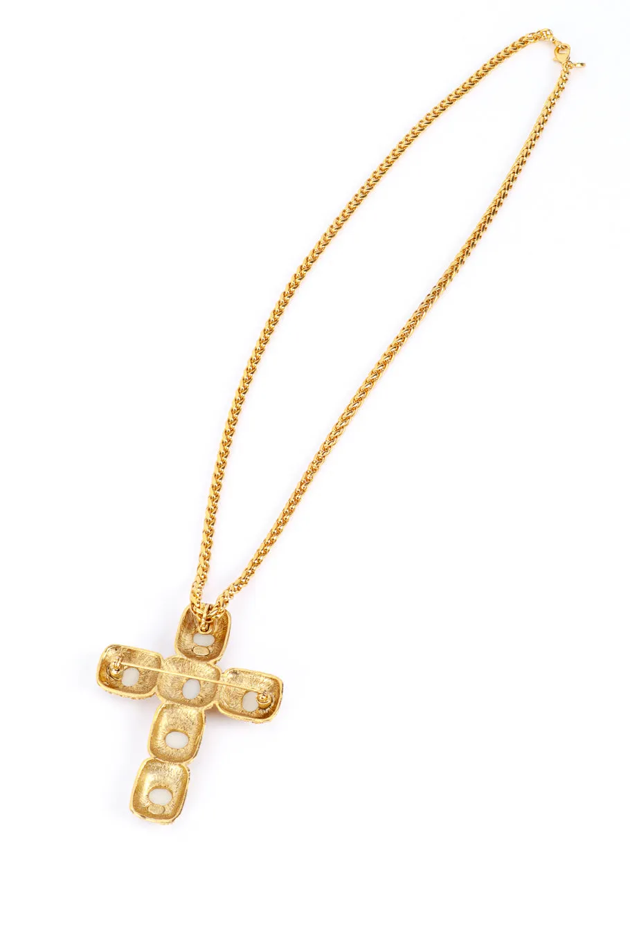 Byzantine Pearl Cross Detachable Brooch Pendant Necklace