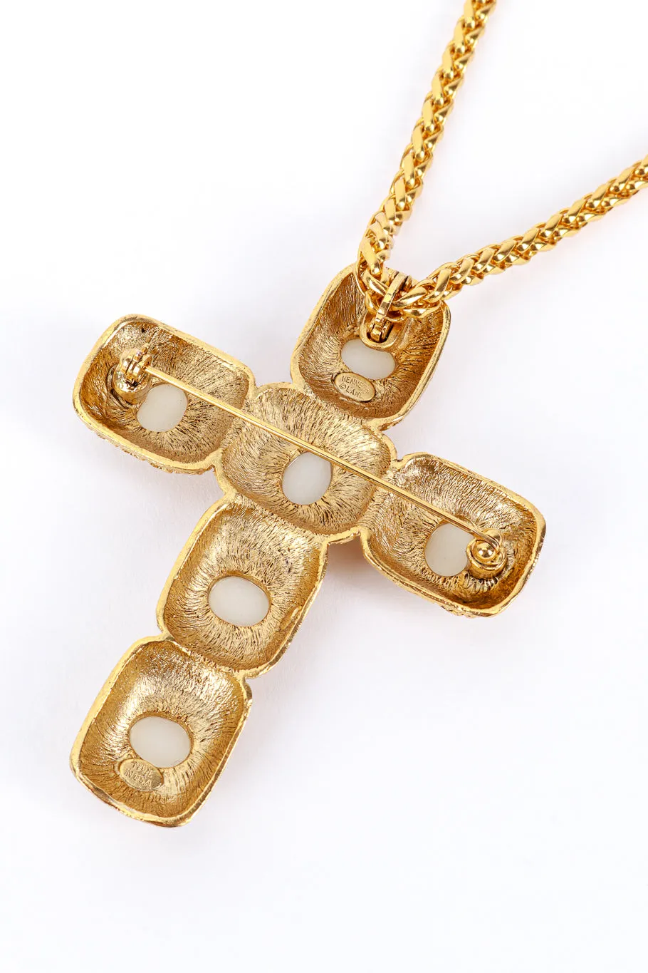 Byzantine Pearl Cross Detachable Brooch Pendant Necklace