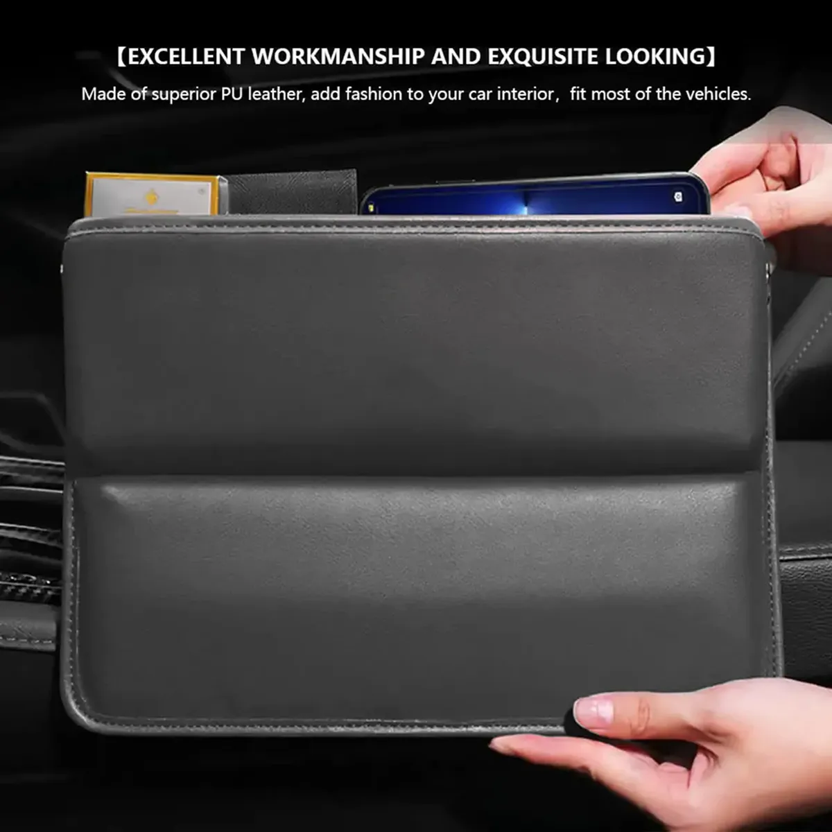 Car Seat Gap Filler Organizer, Multifunctional Pu Leather Console Side Pocket Organizer For Cellphones, Cards, Wallets, Keys MB