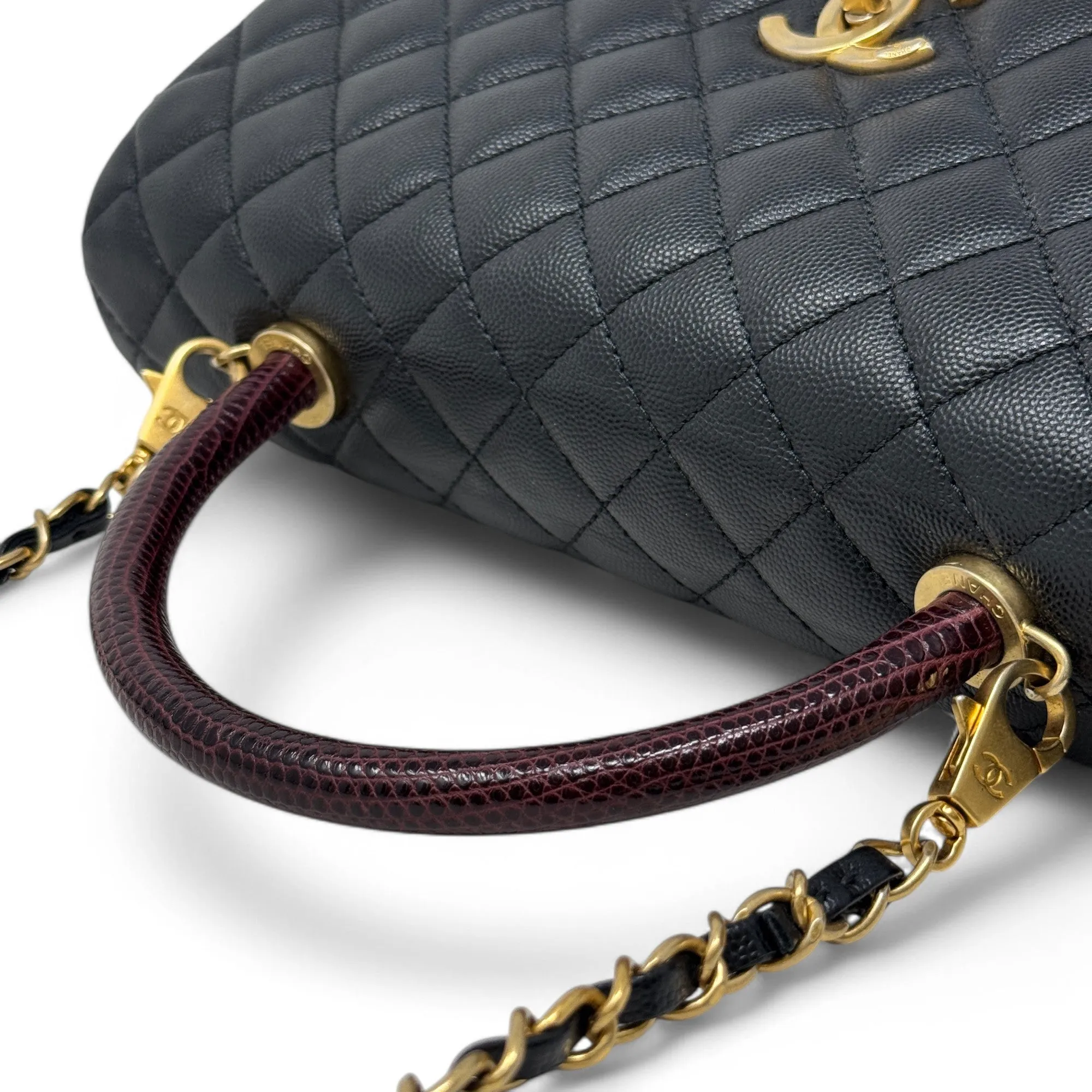 Chanel Black Large Coco Lizard Handle
