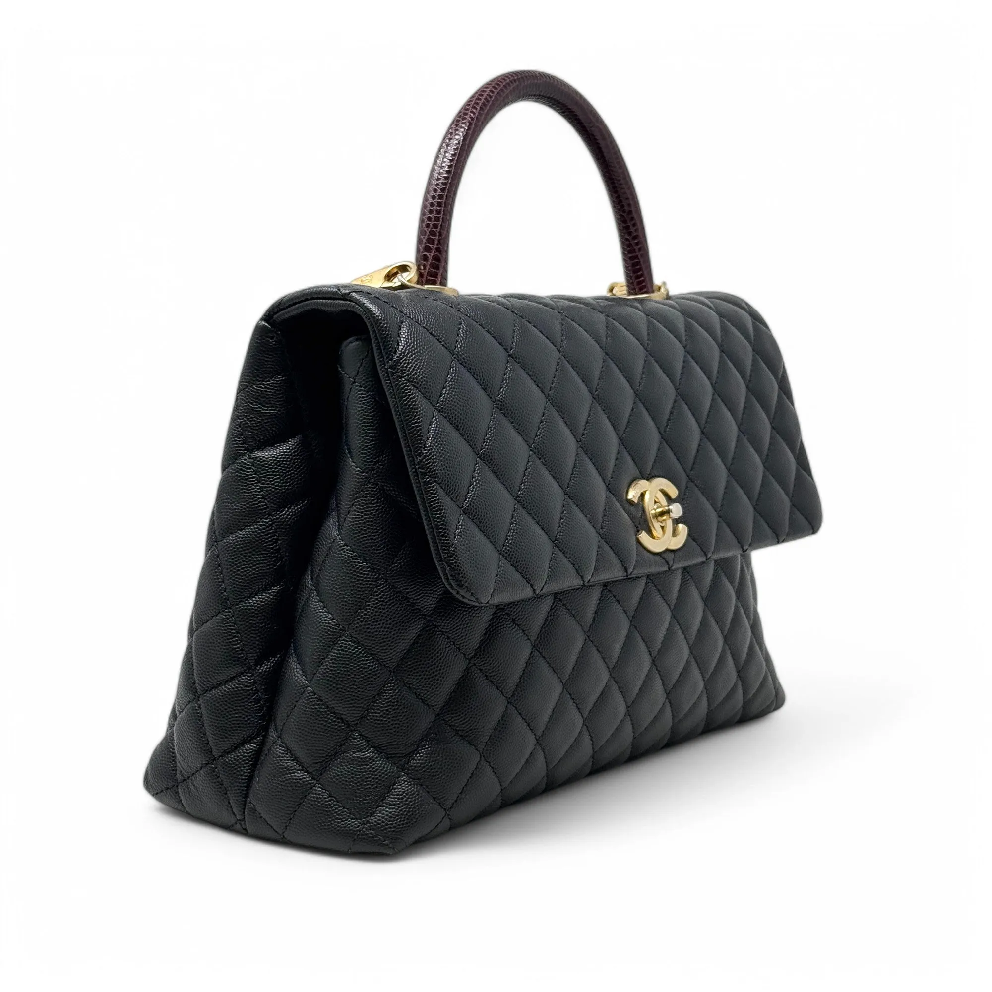Chanel Black Large Coco Lizard Handle
