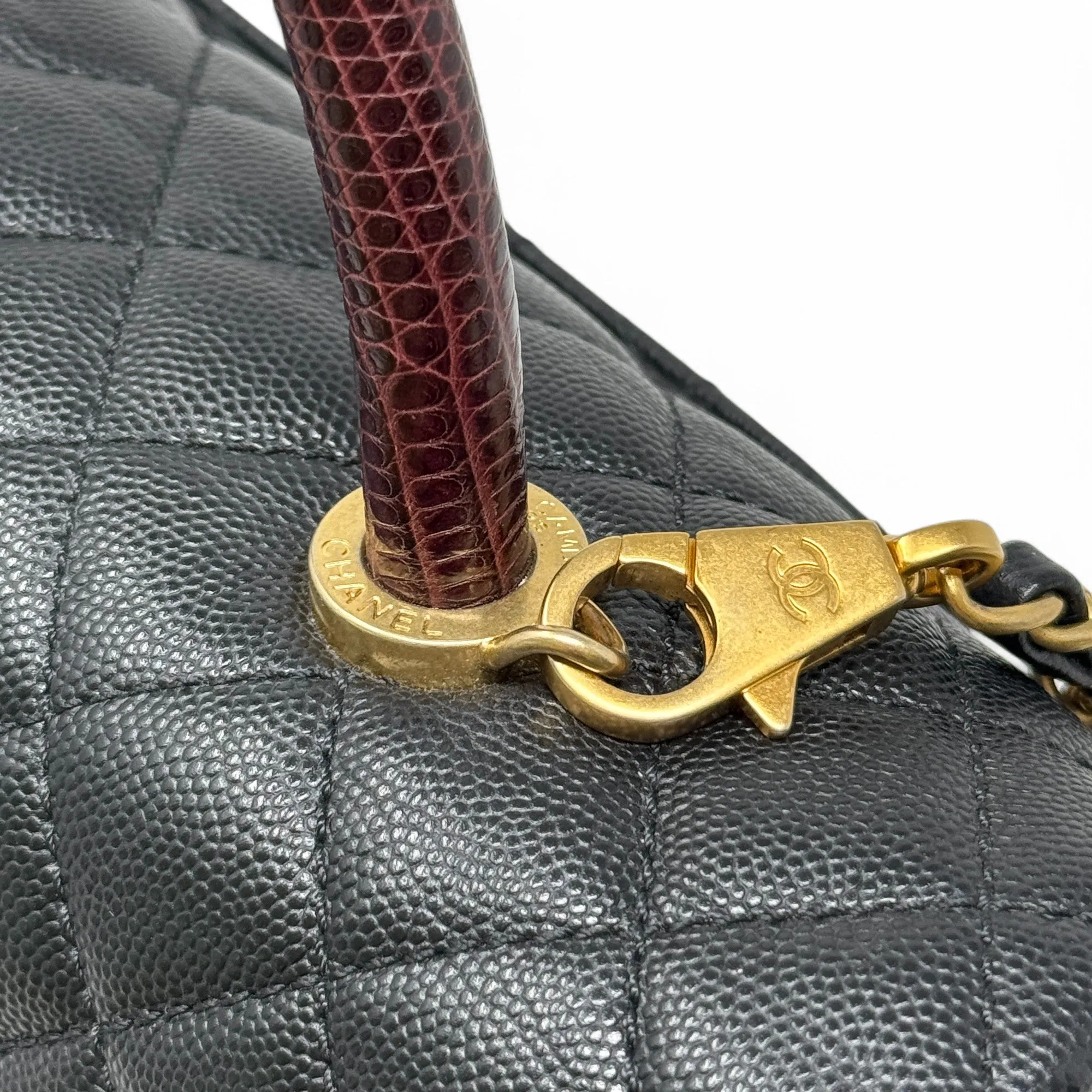Chanel Black Large Coco Lizard Handle