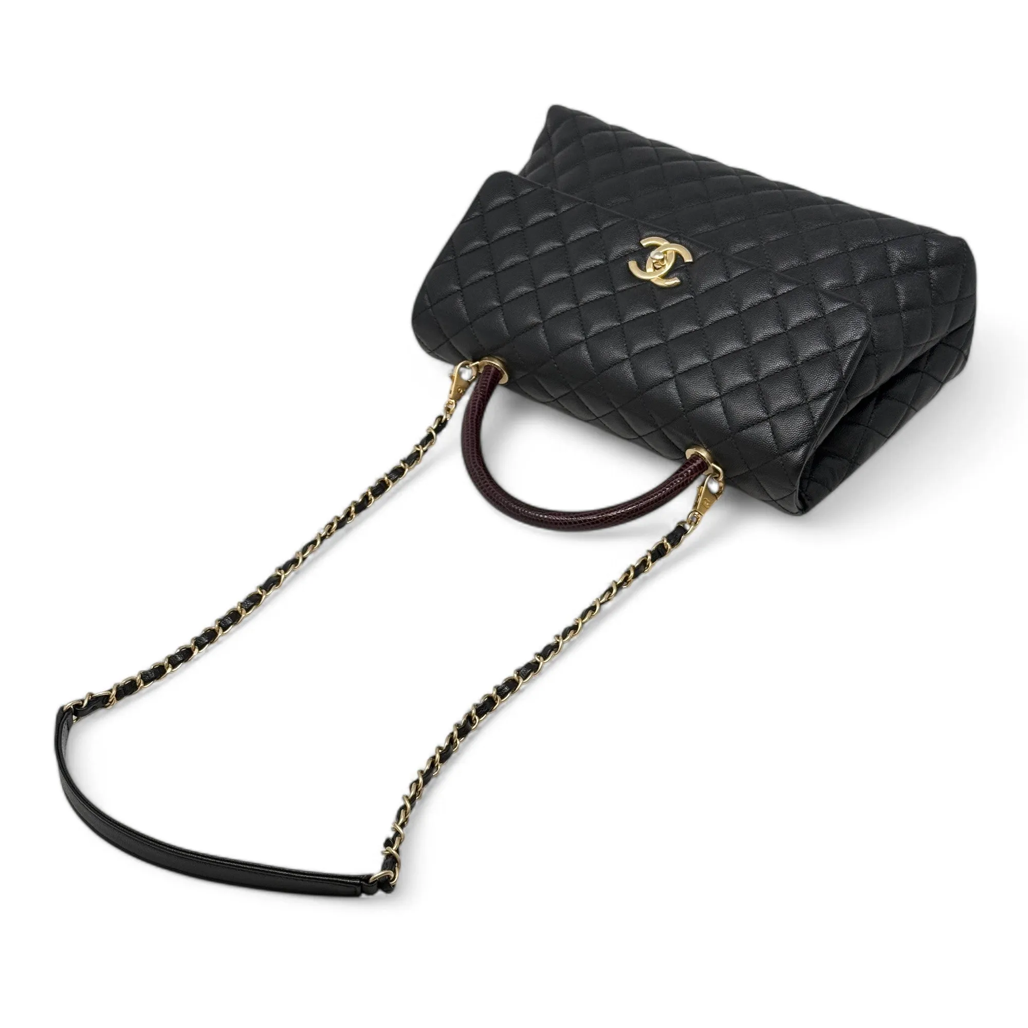 Chanel Black Large Coco Lizard Handle