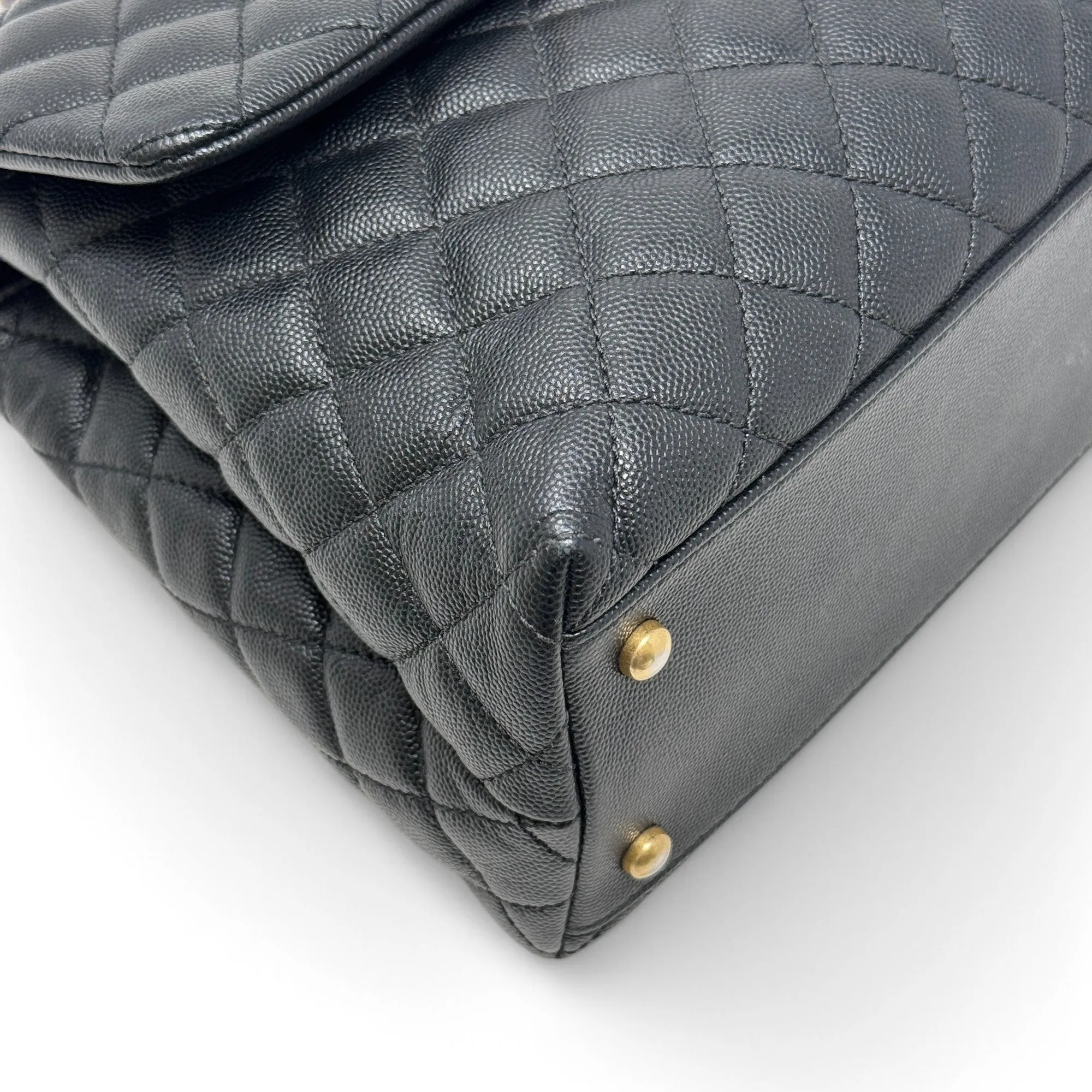 Chanel Black Large Coco Lizard Handle