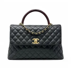 Chanel Black Large Coco Lizard Handle