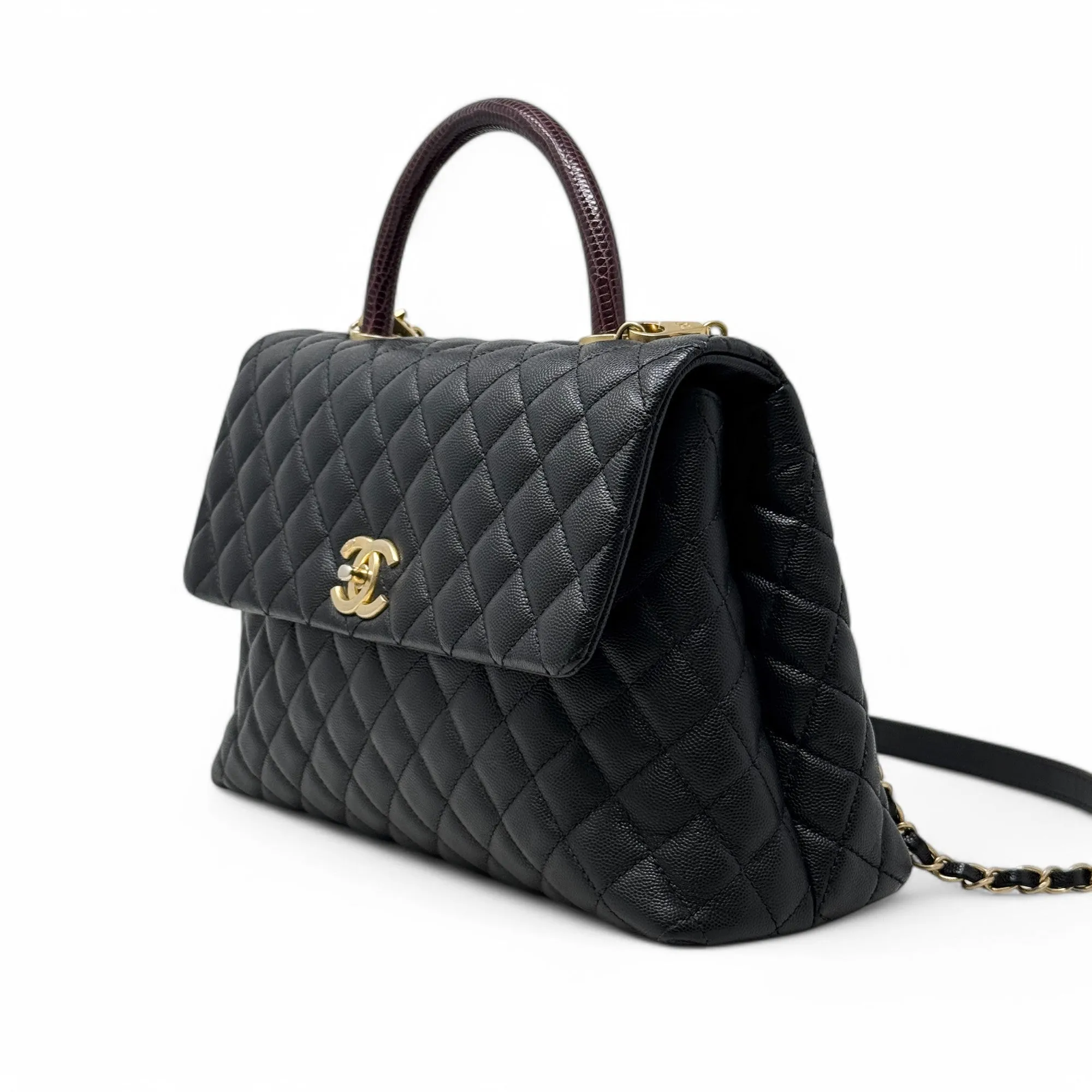 Chanel Black Large Coco Lizard Handle