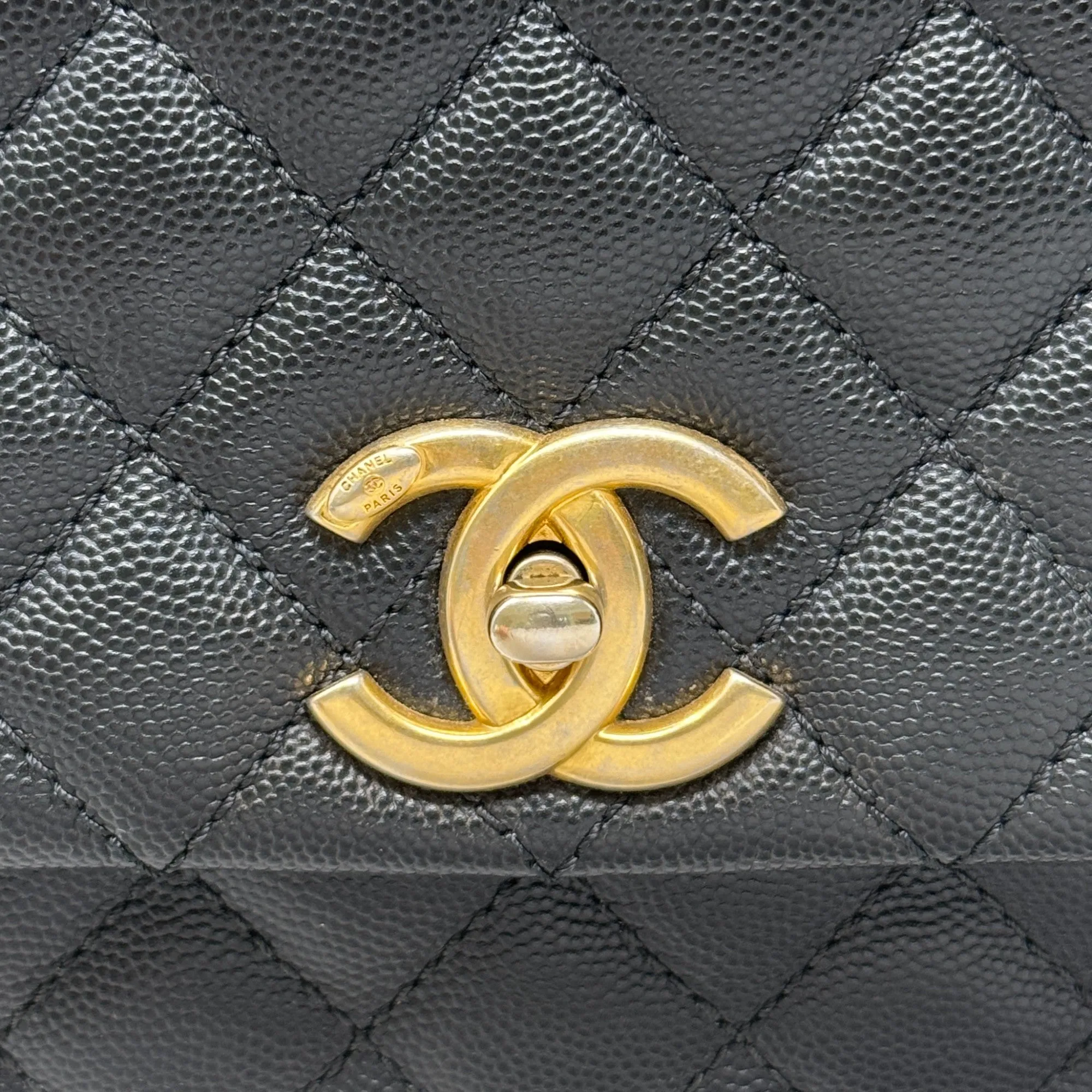 Chanel Black Large Coco Lizard Handle