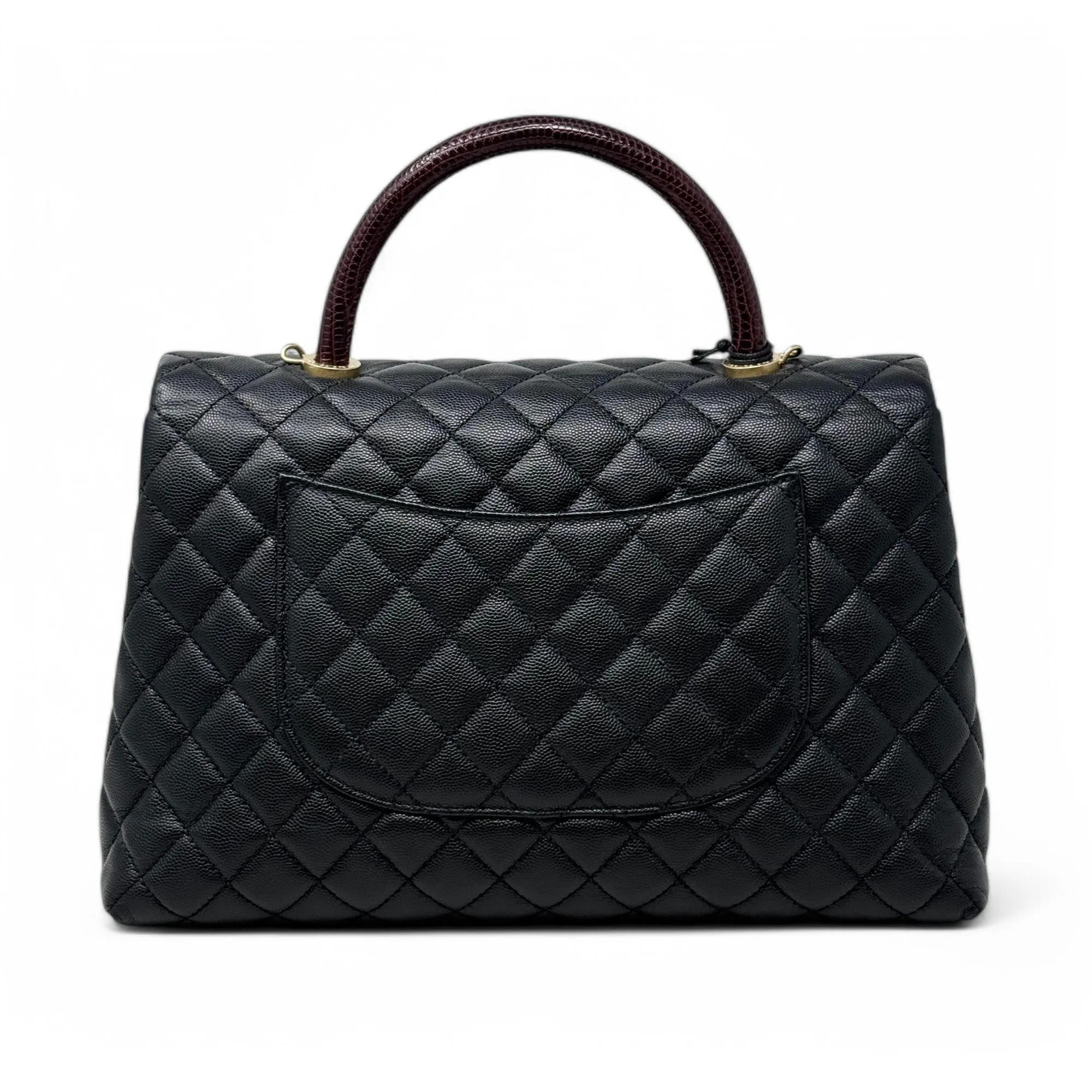 Chanel Black Large Coco Lizard Handle