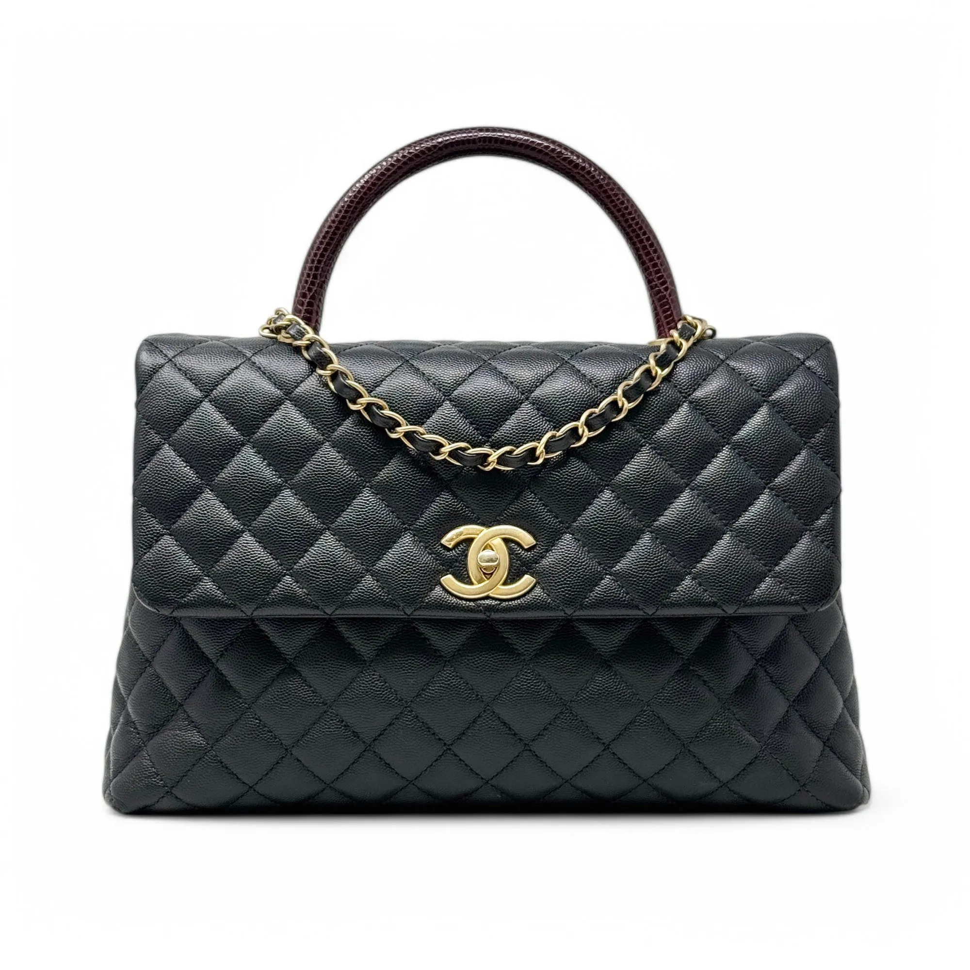 Chanel Black Large Coco Lizard Handle